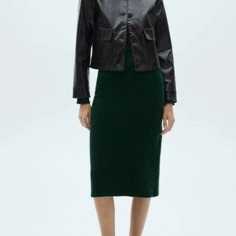 Mango Eliote Dark Green Sweater Pencil Skirt